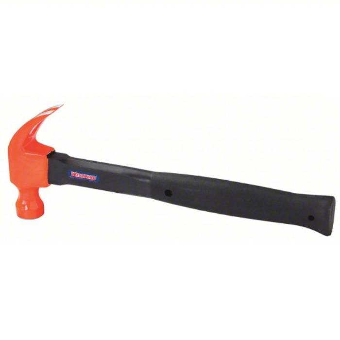 Westward Curved Claw Hammer, Steel, Ribbed Grip, Steel Handle, 16 oz Head Weight, 13 inch Overall Length, Smooth GGS_43760