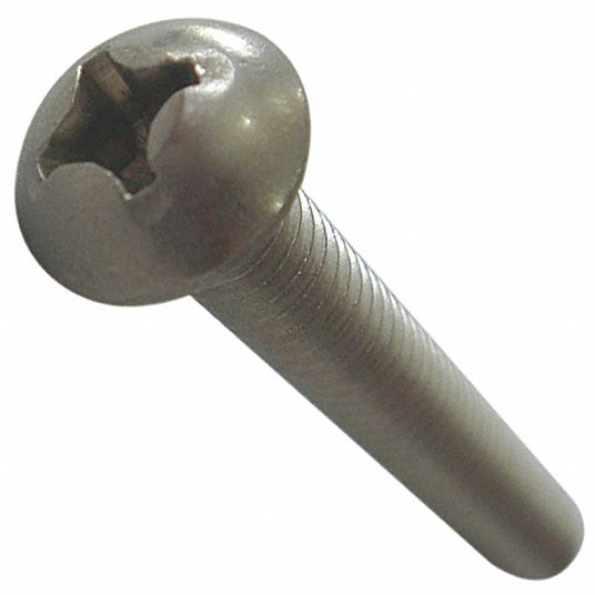 Grainger Approved Machine Screw,1/4Inch-20, Round, Phillips, 18-8 Stainless Steel, Plain, 2Inch Length, PK 100 3AWE9