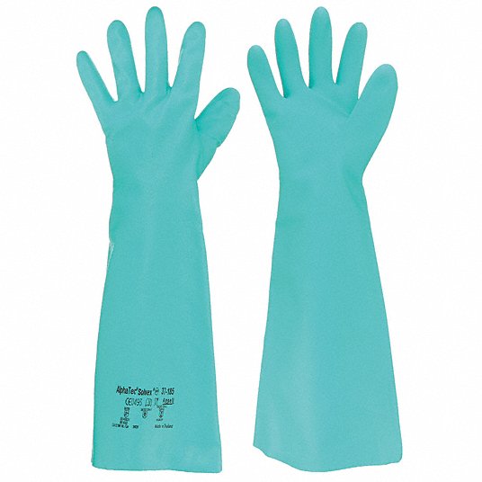 Ansell Chemical Resistant Gloves, Size 7, Glove Materials Nitrile, 1 PR 37-185