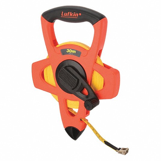Crescent Lufkin 30 m Fiberglass Metric Long Tape Measure, Black, High Visibility Orange FM030CM