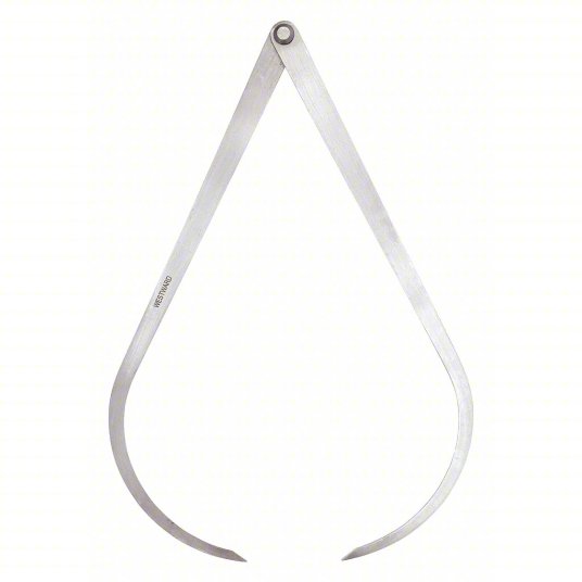 Westward Outside Firm-Joint Caliper, 0.037 inch to 24 inch, 1 mm to 608 mm, Firm, Solid, Steel, Flat Leg 40L724