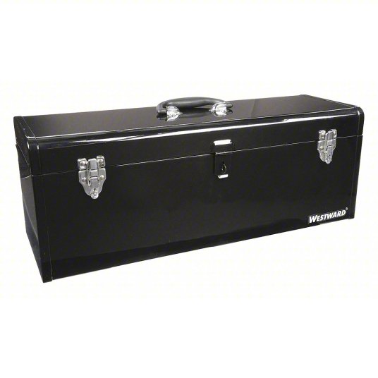 Westward Tool Box, 24 inch Width, 8-inch Depth, 9 inch Height, Padlockable, Black 44ZJ86
