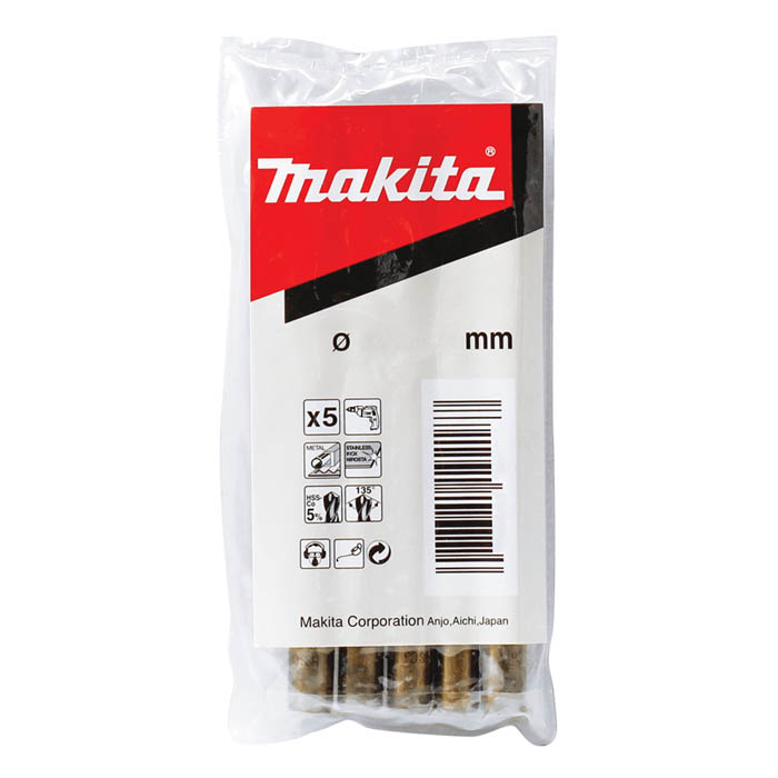 Makita HSS-Co Stainless Steel And Metal Drill Bit Set, 2 x 49 mm, 5 pcs D-16623