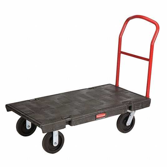 Plastic-Deck Platform Truck, General Purpose, 48 in x 24 in x 11-1/4 in, 2,000 lb Load Capacity FG443600BLA
