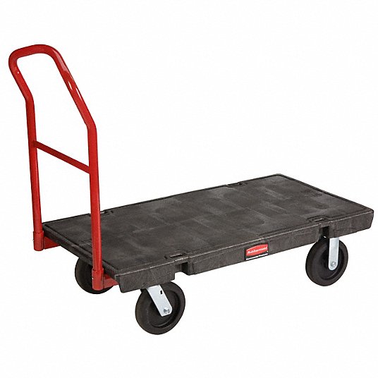Plastic-Deck Platform Truck, General Purpose, 48 in x 24 in x 11-1/4 in, 2,000 lb Load Capacity FG443600BLA