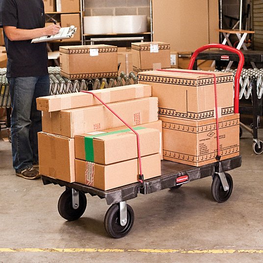 Plastic-Deck Platform Truck, General Purpose, 48 in x 24 in x 11-1/4 in, 2,000 lb Load Capacity FG443600BLA