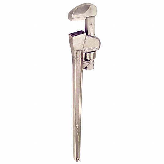 Ampco Straight Pipe Wrench, Aluminum Bronze, Natural, Jaw Capacity 2 1/2 in, Serrated4RPC2 W-211