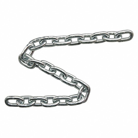 Dayton 20 ft Grade 30 Straight Chain, 1/4 in Trade Size, 1,300 lb Working Load Limit, Not For Lifting 1DJT9