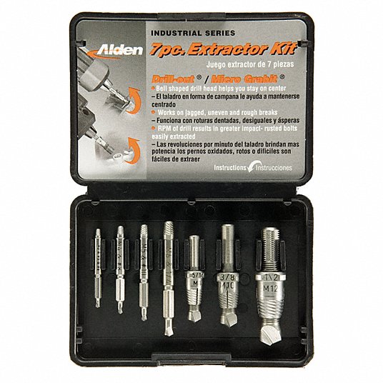 Alden Screw Extractor Set, Size#5, #6 to 1/2 in 7017P