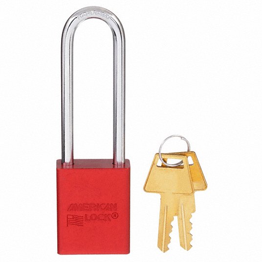 American Lock Lockout Padlock, Shackle Dia. 1/4 in4END4 A1107RED