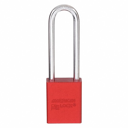 American Lock Lockout Padlock, Shackle Dia. 1/4 in4END4 A1107RED