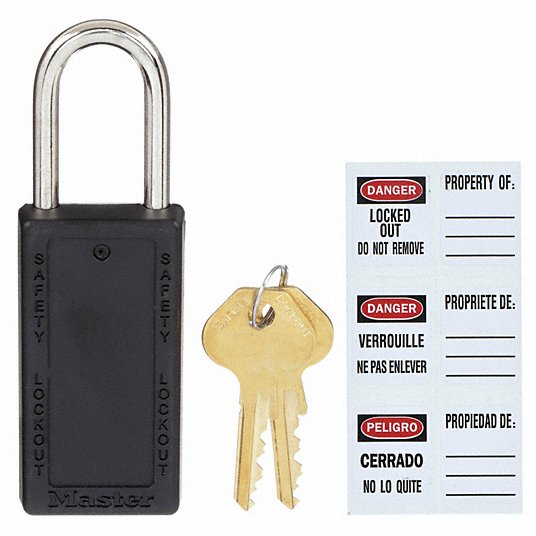 Master Lock Lockout Padlock, 6 Pins 411BLK