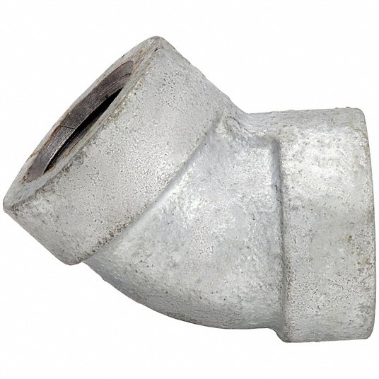 Grainger Approved 45 Degrees Elbow: 1 1/2Inch, Malleable Iron, Female NPT x Female NPT, Class 300 1LBK3