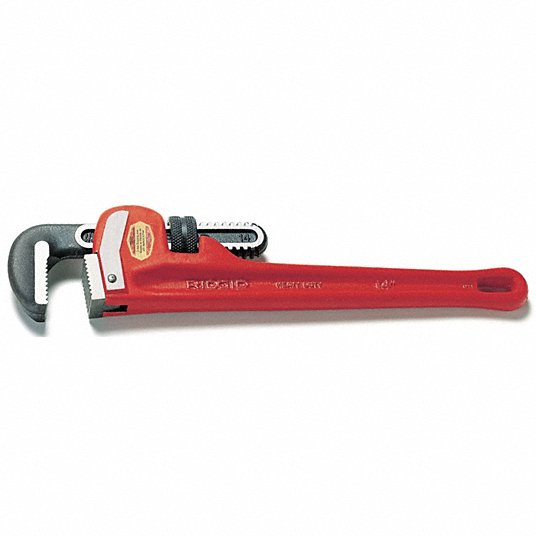 Straight Pipe Wrench, Cast Iron, Jaw Capacity 2 in, Serrated, Overall Length 12 inch