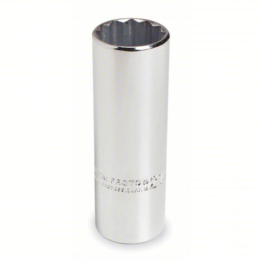 Proto Socket, 1/2 inch Drive Size, 17 mm Socket Size, 12-Point, Alloy Steel, Deep, Chrome Finish J5317M