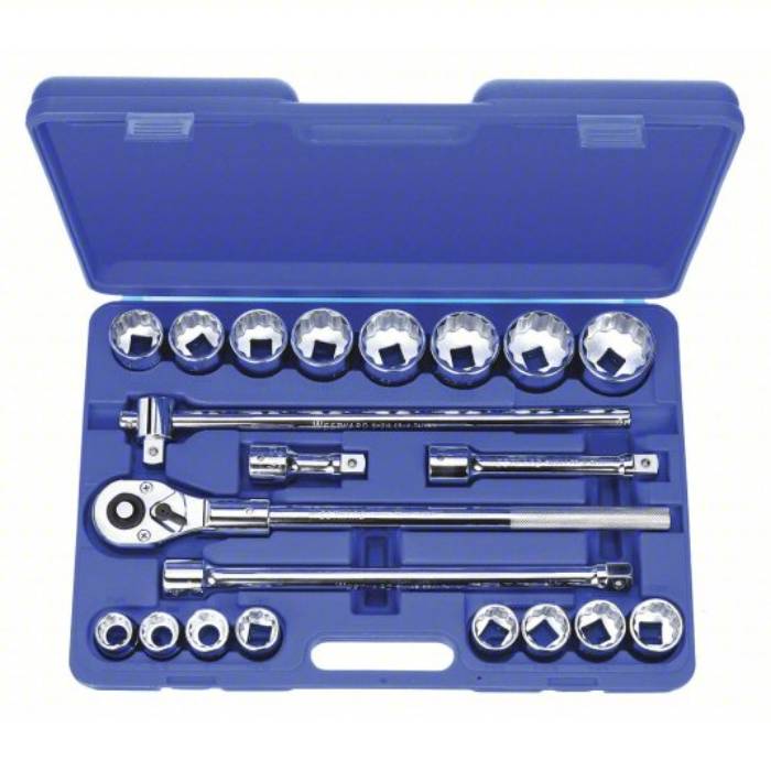 Westward Socket Wrench Set, 3/4 inch Drive Size, 21 Pieces, 7/8 inch to 2 inch Socket Size Range 4YP81