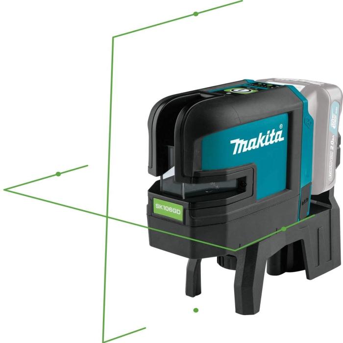 ماكيتا MAX CXT ليزر قابل للشحن عبر 4 نقاط خطوط تقاطعية تعمل ببطارية الليثيوم أيون 12 فولت (ليزر أخضر) SK106GDZ