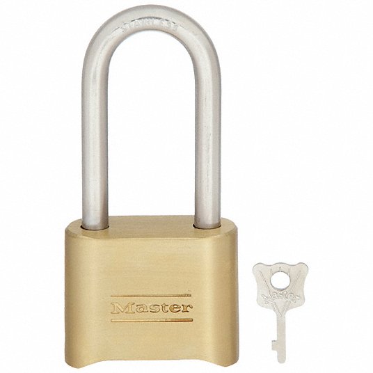 ماستر لوك قفل مدمج, قابل لإعادة الضبط, سفلي, 4 أقراص, نحاسي 5JKW8 175LHSS