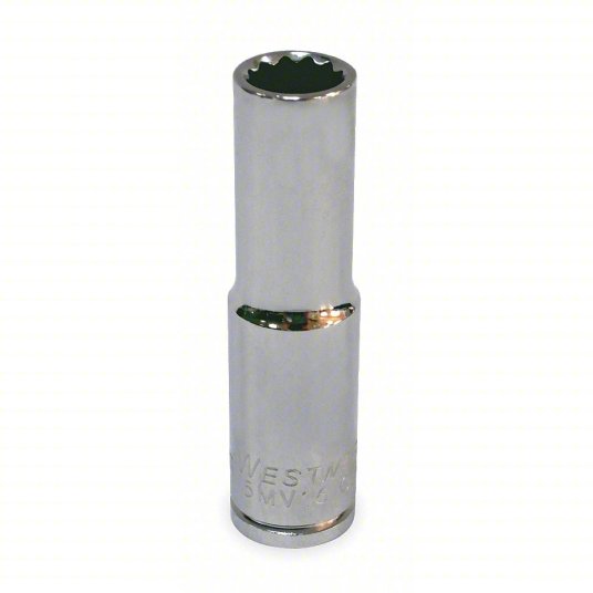Westward Socket, 3/8 inch Drive Size, Chrome Finish, 12 Points 3LE25