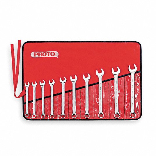 Proto Combination Wrench Set, Alloy Steel, Satin, 18 Number of Tools J120K-MASD