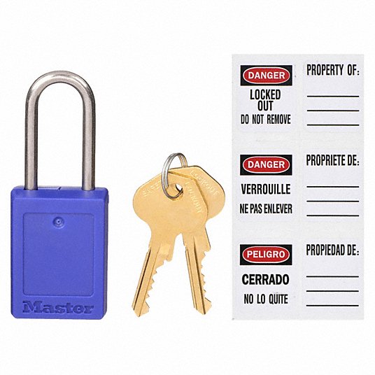 Master Lock TER LOCK, Lockout Padlock, Shackle Dia.3/16 in S33BLU