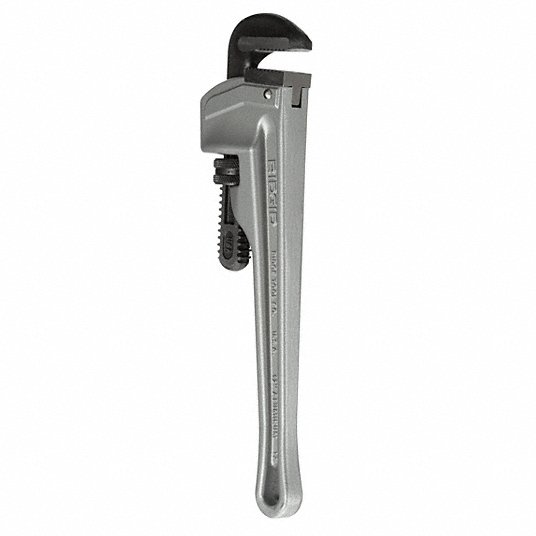 Straight Pipe Wrench, Aluminum, Jaw Capacity 2 in, Serrated, Overall Length 12 in, I-Beam