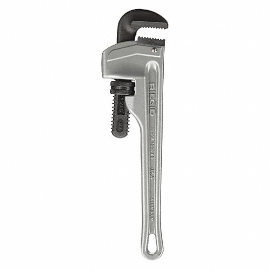 Straight Pipe Wrench, Aluminum, Jaw Capacity 2 in, Serrated, Overall Length 12 in, I-Beam