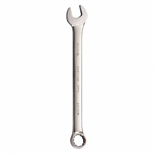Westward Combination Wrench, Alloy Steel, Satin, 1 11/16 inch Head Size, 22 3/4 inch Overall Length, Offset 54RY96