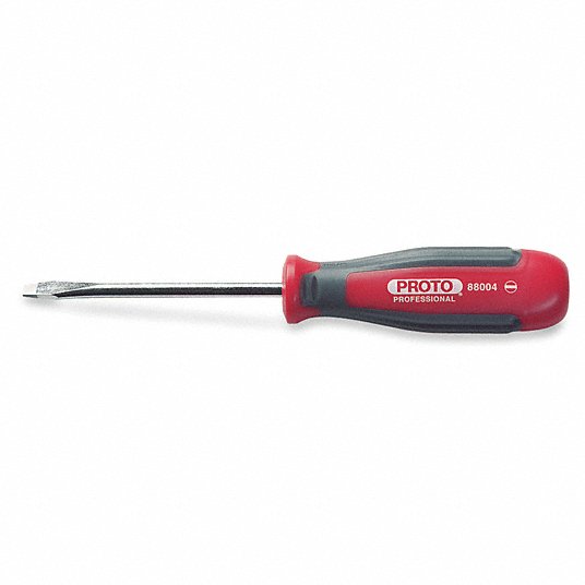 Proto Alloy Tool Steel Slotted Screwdriver, 3 inch Shank and 1/8 inch Cabinet Tip J88203
