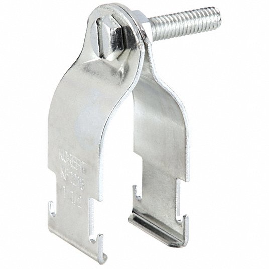 Grainger Approved Conduit Strap Clamp, Steel, Electroplated, 1 1/2Inch Conduit Trade Size, Channel Universal Pipe Strap 703 1 1/2EG