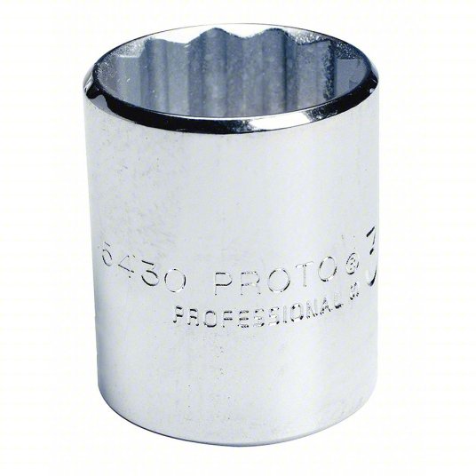 Proto Socket, 1/2 inch Drive Size, 19/32 inch Socket Size, 12-Point, Alloy Steel, Standard, Chrome Finish J5419
