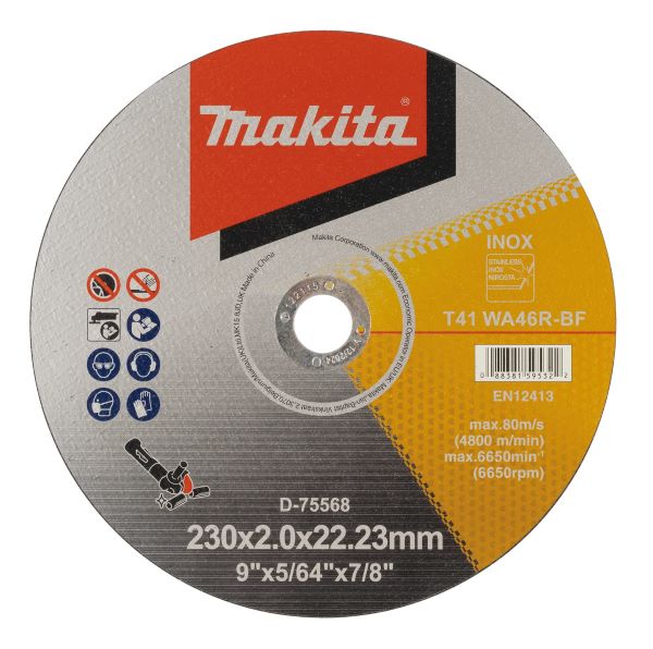 Makita Thin Cut-off Wheels, 230 X 2.0 X 22 mm, Grit (WA46R) D-75568