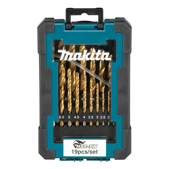 Makita Metal Drill Bit Set, 19 Piece, Size 1.0 ~ 10.0 mm, HSS-TiN D-72229
