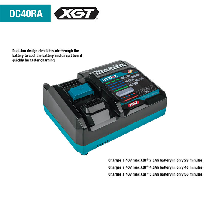 Makita 40v Power Source Kit, XGT, 2x 40V 4Ah Batteries & DC40RA Fast Charger, Carry Case 191K03-2