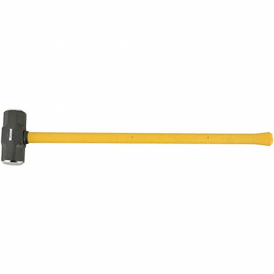 Westward Standard Sledge Hammer, Steel, Fiberglass Handle, 8 lb Head Wt, 2 1/2 in Dia, 34 in Overall Lg 2DBT9