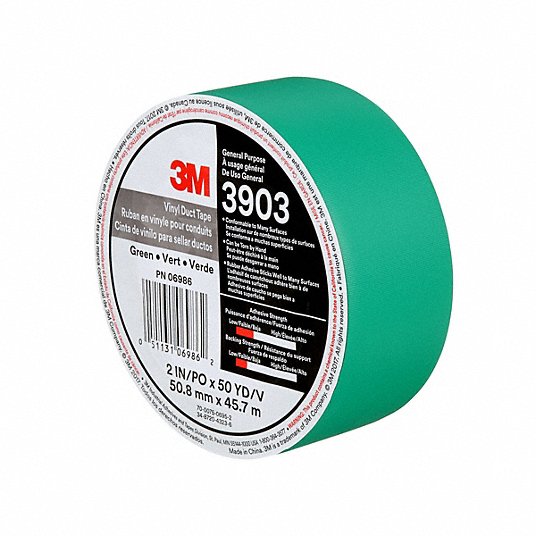 3M Duct Tape, Light Duty, 2 inch x 50 yd, Green, Continuous Roll, Pack Qty 1 3903