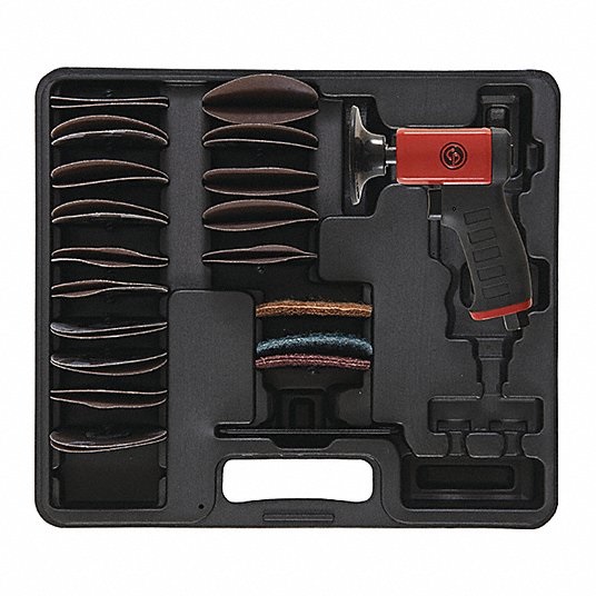 Chicago Pneumatic Industrial Duty Air Disc Sander Kit with Trigger Throttle, 3 in Pad Size, Clearance offer without warranty 11C919 CP7202D