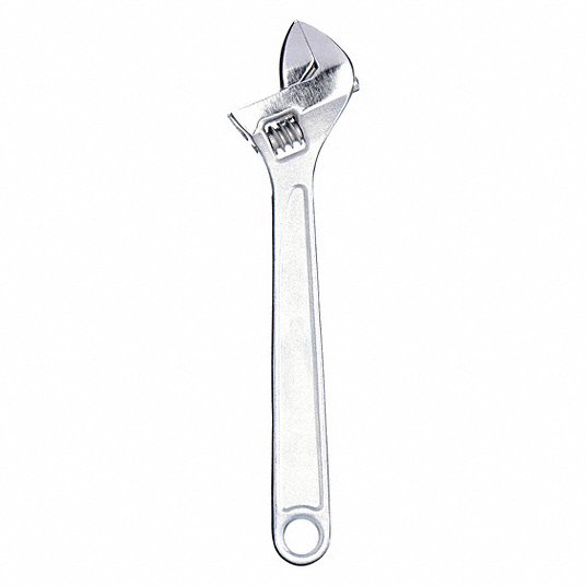 Westward Adjustable Wrench, Alloy Steel, Chrome, 10 inch Overall length, 1 5/16 inch Jaw Capacity 1NYA4