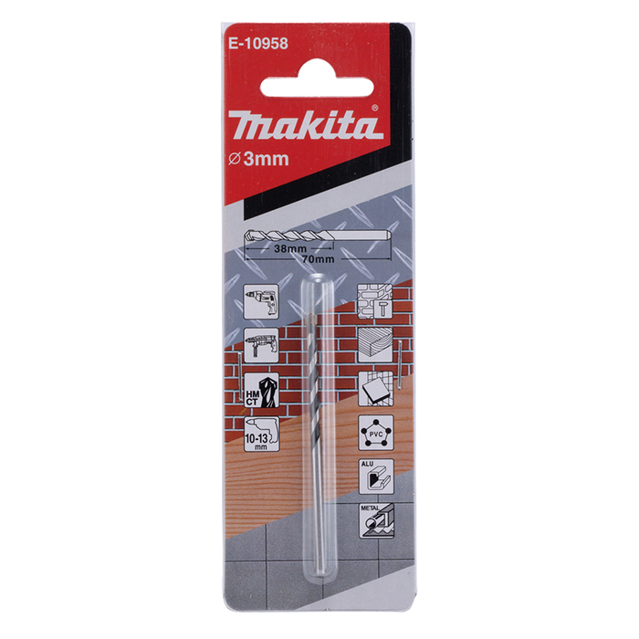 Makita Multipurpose Drill Bit With Straight Shank, 3 x 70mm E-10958