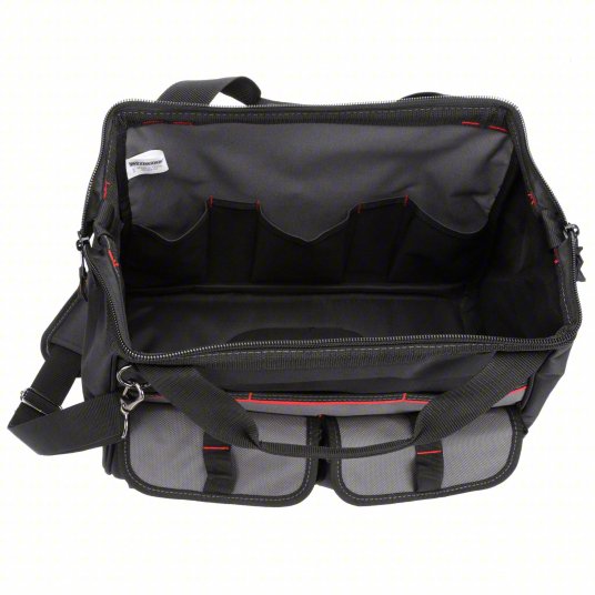 Westward Tool Bag, Polyester, 21 Pockets, 16-inch Overall Width, 8 1/4 inch Overall Depth, Black 32PJ37
