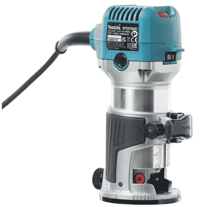 Makita Carpentry Trimmer, 710W, 10,000 – 34,000 rpm, Collet Size 6, 8mm, 2.8 kg RT0702C