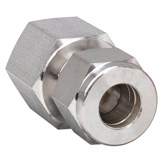 Ham-Let Female Connector, 3/8 in Tube Size, 1/4 in Pipe Size - Pipe Fitting, Metal, 3/4 in Hex Size 766L SS 3/8 X 1/4
