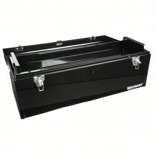 Westward Tool Box, 24 inch Width, 8-inch Depth, 9 inch Height, Padlockable, Black 44ZJ86