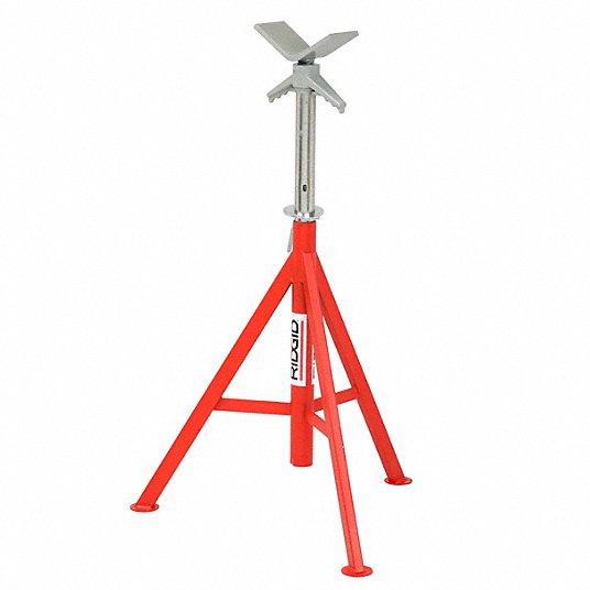 Ridgid V-Head Pipe Stand, 1/8 to 12 in Pipe Capacity, 28 in to 52 in Overall Height, 2,500 lb Load Capacity 56662