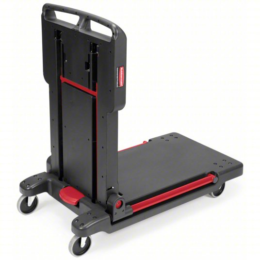 Rubbermaid Foldable Trolley, 180kg Load, with Flush Plastic Shelf & Platform FG430000BLA