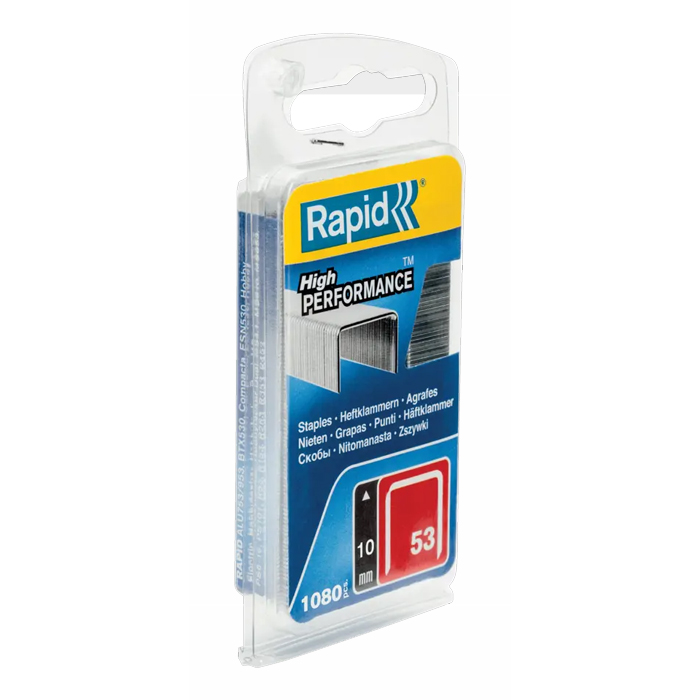 Rapid Staple Gun Staples (Fine Wire), Leg Length 10 mm, No.53, 1080 Pieces, Galvanized 40109504