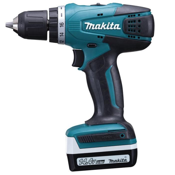 Makita Cordless Driver Drill For Steel, Wood, Drill chuck 10mm(3/8 inch) , 14.4 V, 0-1400rpm, 15-30 Nm, 1.4kg DF347DWEX1