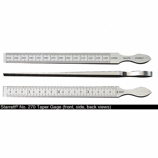 Taper Gauge, Gauge Style Flat Leaf, Range 0.0100 in to 0.1500 in, 0.30mm to 4mm, Steel 270
