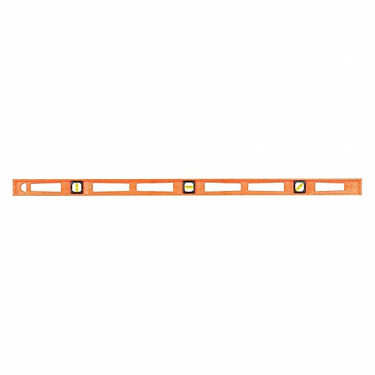 I-Beam Level, 48 inch Lg, 3 Vials, Orange, Structo-Cast (R) Plastic, Nonmagnetic 7748-O