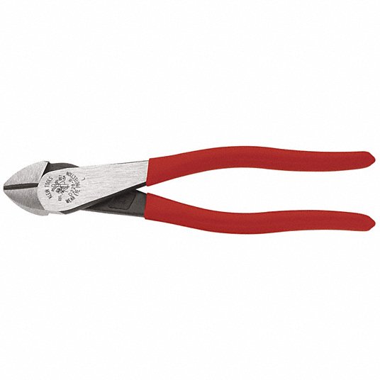 Klein High Leverage Diagonal Cutting Plier, Std, Straight, Oval, 7/8 inch Jaw Length, 1 1/4 inch Jaw Width, 6 - 8 inch D228-7